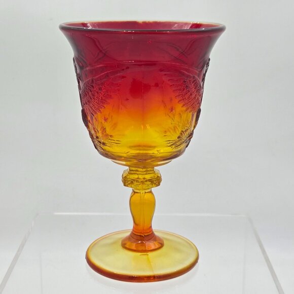 L. E. Smith Glass Amberina American Eagle Goblet 6½″ Wine Glass Mid-Century - Picture 5 of 7